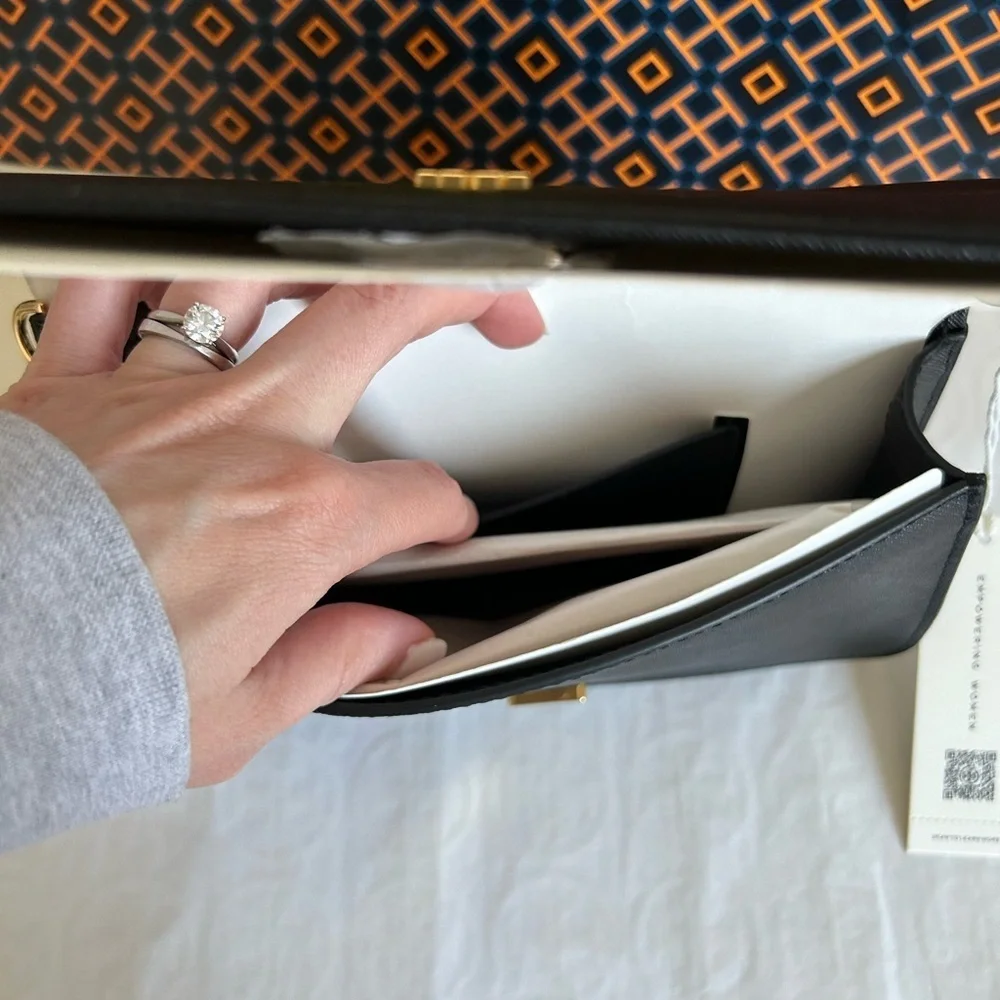 Tory Burch Emerson Mini Crossbody Bag Black Gold